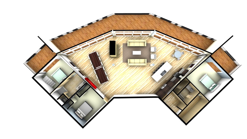 vacation rental 3d floor plan with home staging